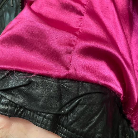 Black Leather Jacket with Pink Lining 🖤🩷 - Picture 7 of 10